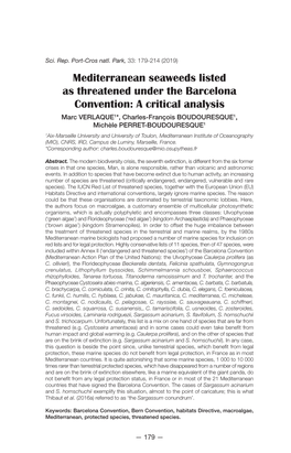 Mediterranean Seaweeds Listed As Threatened Under the Barcelona