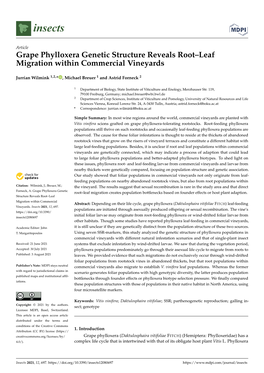 Grape Phylloxera Genetic Structure Reveals Root–Leaf Migration Within Commercial Vineyards