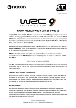 Nacon Anuncia Wrc 9, Wrc 10 Y Wrc 11