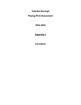 Swindon Playing Pitch Strategy Assessment Report