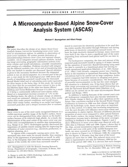 A Microcomputer-Based Alpine Snow-Cover Analysis System