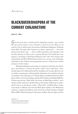 Black/Queer/Diaspora at the Current Conjuncture