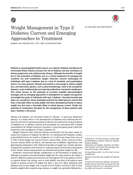 Weight Management in Type 2 Diabetes: Current and Emerging Approaches to Treatment