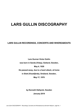 Lars Gullin Discography
