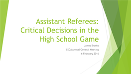 Assistant Referees in the High School Game