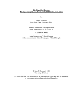 The Biopolitical Theatre: Tracing Sovereignty and History in the 2009 Iranian Show-Trials