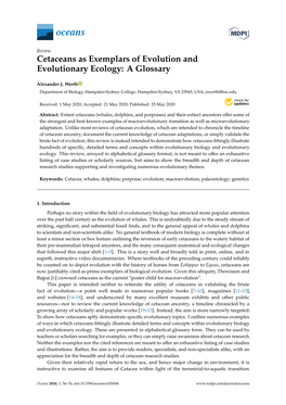 Cetaceans As Exemplars of Evolution and Evolutionary Ecology: a Glossary