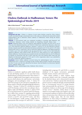 Cholera Outbreak in Hadhramout, Yemen: the Epidemiological Weeks 2019