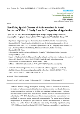 Identifying Spatial Clusters of Schistosomiasis in Anhui Province of China: a Study from the Perspective of Application