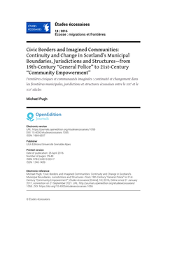 Continuity and Change in Scotland's Municipal Boundaries, Jurisdictions