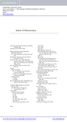 Index of Manuscripts