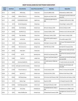 Minority and Small Business Relief Grant Program Funding Recipients