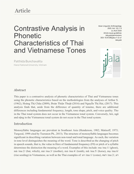 Contrastive Analysis in Phonetic Characteristics of Thai And