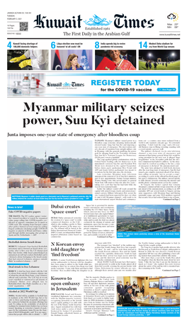 Myanmar Military Seizes Power, Suu Kyi Detained