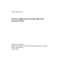 Estonia's Application for Membership of the European Union