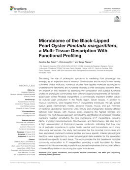 Microbiome of the Black-Lipped Pearl Oyster Pinctada Margaritifera, a Multi-Tissue Description with Functional Proﬁling