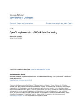 Opencl Implimentation of Lidar Data Processing
