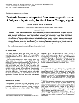 Tectonic Features Interpreted from Aeromagnetic Maps of Okigwe – Oguta Axis, South of Benue Trough, Nigeria