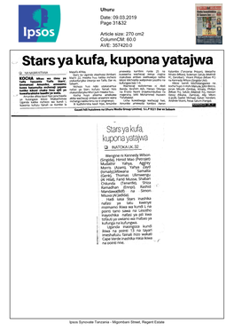Stars Ya Kuf A, Kupona Yatajwa N MANASRAKITANA Mataifa Afrika