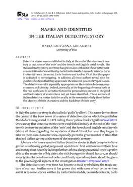 Names and Identities in the Italian Detective Story