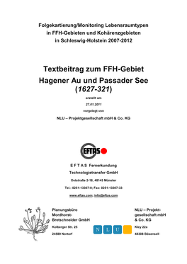 Textbeitrag Zum FFH-Gebiet Hagener Au Und Passader See (1627-321) Erstellt Am