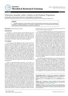 Fulminant Amoebic Colitis: a Rarity in the Pediatric Population