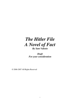 The Hitler File a Novel of Fact by Sam Vaknin