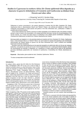 Studies in Cyperaceae in Southern Africa 26: Glume Epidermal Silica