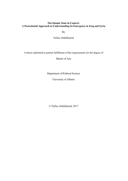 The Islamic State in Context: a Postcolonial Approach to Understanding Its Emergence in Iraq and Syria