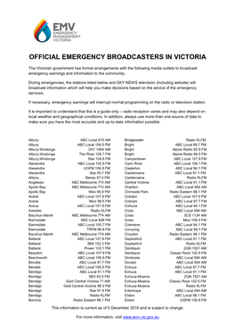 Official Emergency Broadcasters in Victoria