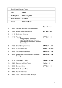 Agenda Meeting Date: 28Th January 2021