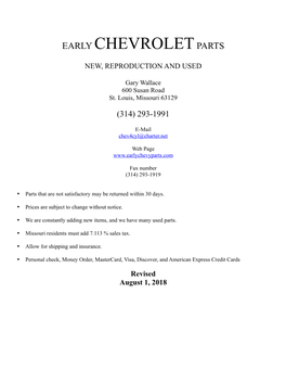 Early Chevrolet Parts