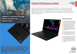 Thinkpad T490 Healthcare Edition