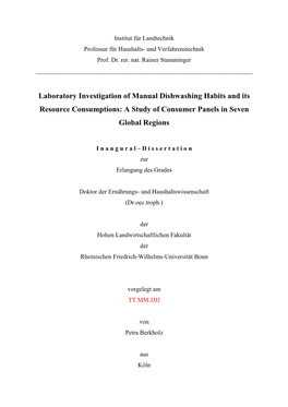 Laboratory Investigation of Manual Dishwashing Habits and Its Resource Consumptions: a Study of Consumer Panels in Seven Global Regions