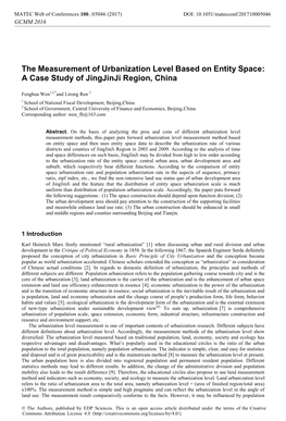 The Measurement of Urbanization Level Based on Entity Space: a Case Study of Jingjinji Region, China