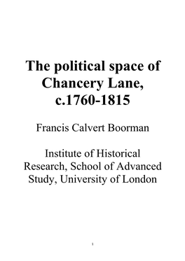 The Political Space of Chancery Lane, C.1760-1815