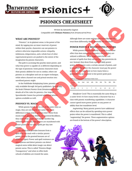 Psionics Cheatsheet