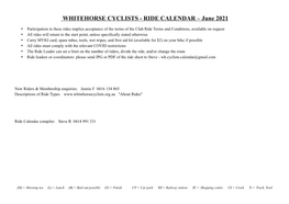 RIDE CALENDAR – June 2021