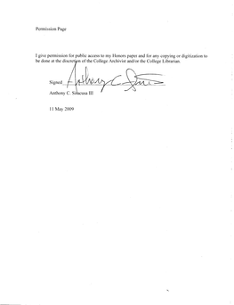 Signed Anthony C. Si Cusa III 11 May 2009 Permission Page I Give