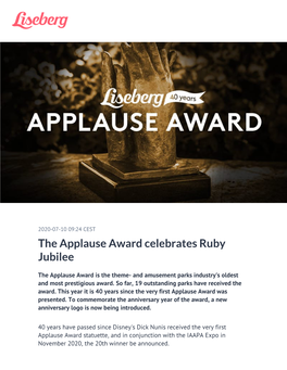 The Applause Award Celebrates Ruby Jubilee