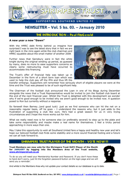 NEWSLETTER – Vol. 5 Iss. 03. – January 2010