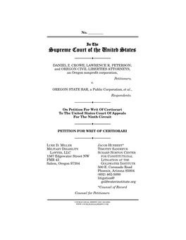 Petition for Writ of Certiorari to the United States Court of Appeals for the Ninth Circuit