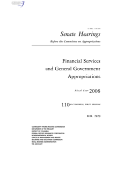 Senate Hearings Before the Committee on Appropriations