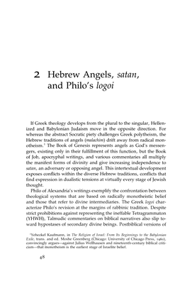 2 Hebrew Angels, Satan, and Philo's Logoi