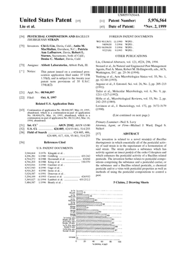 United States Patent (19) 11 Patent Number: 5,976,564 Liu Et Al