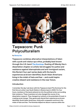 Taqwacore: Punk Polyculturalism | Norient.Com 30 Sep 2021 18:21:24