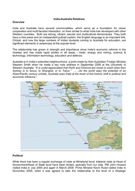 India-Australia Relations Overview India and Australia Have Several