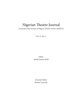 Nigerian Eatre Journal