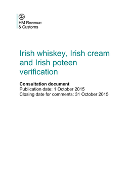 Irish Whiskey, Irish Cream and Irish Poteen Verification