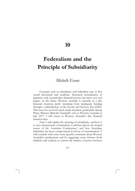 Federalism and the Principle of Subsidiarity